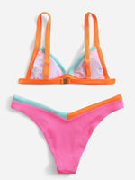 ZTVitality Contrast Binding Triangle Women's Swimsuit High Cut Sexy Bikini 2022 New Arrival Biquini Padded Bra Push Up Swimwear