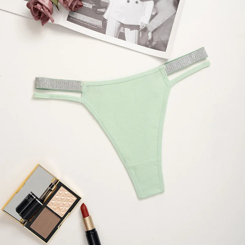 1pcs Low Waist Sexy Women G-string Charming Party Sexy Lingerie Ribbed Lady Thongs Breathable Comfortable Panty Female Underwear