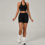 Women's Yoga Sets Sports Fitness Halter Neck Beauty Backless Vest Hip-lifting Shorts Suits Running Leisure Workout Gym Suits