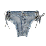 DEKA Women's Bandage Denim Bikini Set Summer New Jeans Shorts Swimwear Bra Beach Play and Bar Nightclub Swimsuit