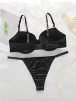 The Best-selling Sexy Gathering Solid color bra underwear with adjustable waist circumference Two-piece Women Underwear Set 2374