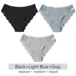 3Pcs/set Women's Cotton Panties M-2XL Trendy Patchwork Lace Underwear Female Low Waist Briefs Ladies Comfortable Underpants 2023