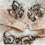 French Ultra Thin Women Underwear Set Sexy Lace Flowers Embroidery Bra Summer Ladies Wide Version Breathable Lingerie Thong Sets