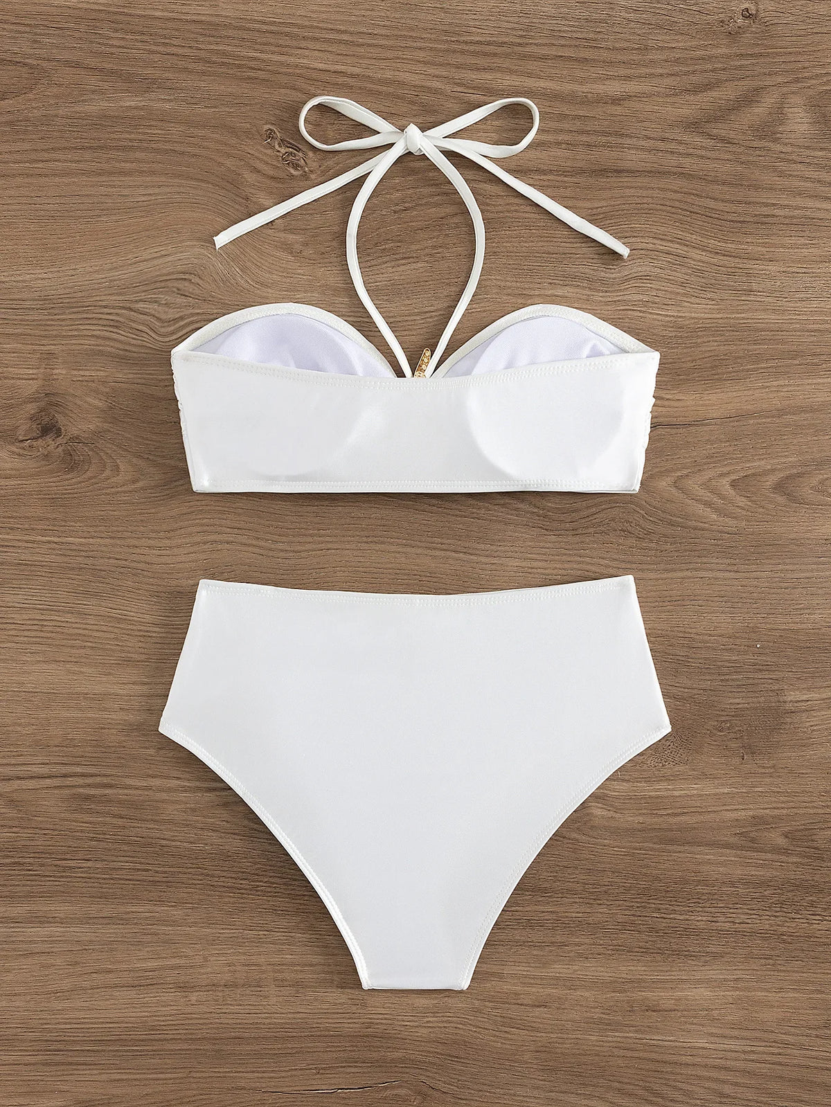 Sexy White Starfish Bikinis Sets 2025 Women Pleate Push Up High Waist Swimsuit Summer Bathing Suit Holiday Two Piece Swimwear