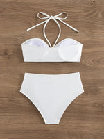 Sexy White Starfish Bikinis Sets 2025 Women Pleate Push Up High Waist Swimsuit Summer Bathing Suit Holiday Two Piece Swimwear