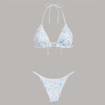 S - XL Three-pieces Bikini set With Skirt Flowers Sequins Bikini Female Swimsuit Women Swimwear Bather Bathing Suit Swim V7864