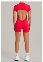Women's Seamless Yoga Jumpsuits Sports Fitness Beauty Back Slim Fit Short-Sleeves One-Piece Workout Gym Training Bodysuits