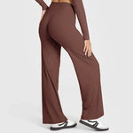 Buttery Soft Cream Yellow Women's Yoga Pants Breathable High Waist Straight-Leg Casual Loose Fit Sports Trousers