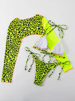 Leopard Halter Triangle Bikini 2026 Women Long Sleeve Swimsuit Sexy Swimwear Female Bathers Bathing Suit Swimming Beachwear