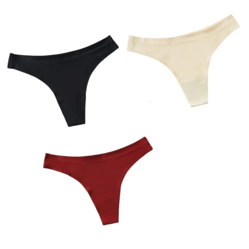 3Pcs/Set Women Panties Ultra-thin Thongs Female Underpants Seamless Underwear Sports Soft Solid Color Low Rise G-string