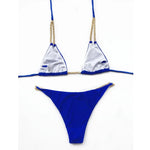 Sexy Cow Print Halter Metal Chains Brazilian Bikini Women Swimsuit Female Swimwear Two Pieces Bikini Set Bathing Suit Swim Lady