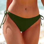 Women Summer Side Drawstring Bikini Bottom Low Waist Triangle Cut Swimwear Solid Color Swimming Trunk Bandage Basic Bikini Tanga