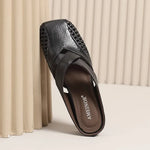 2026Women's Half Slippers Vintage Hollow Woven Square Toe Slides Fashion Versatile Mules Shoes Ladies Daily Sandals Mujer Slides