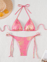 DEKA Sexy Gold Halter Bikinis Sets Lace-Up Triangle Tie Side Bikini Swimsuit Women Swimwear Brazilian Female Bathing Suits