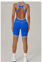 Sexy Sleeveless Backless Scrunch Yoga Jumpsuit Women Black Contrast Hollow One Piece Sports Suit Tight Fitness Sports Overalls