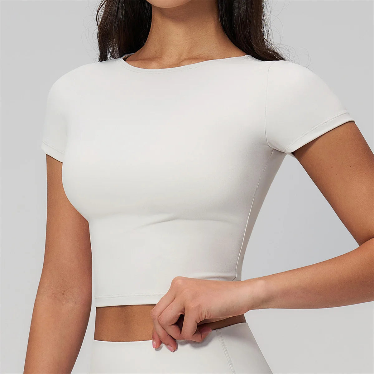 Brushed Yoga T Shirts Women Short Sleeve O Neck Slimming Sports Top Breathable Gym Running Fitness T-shirt Workout Clothes
