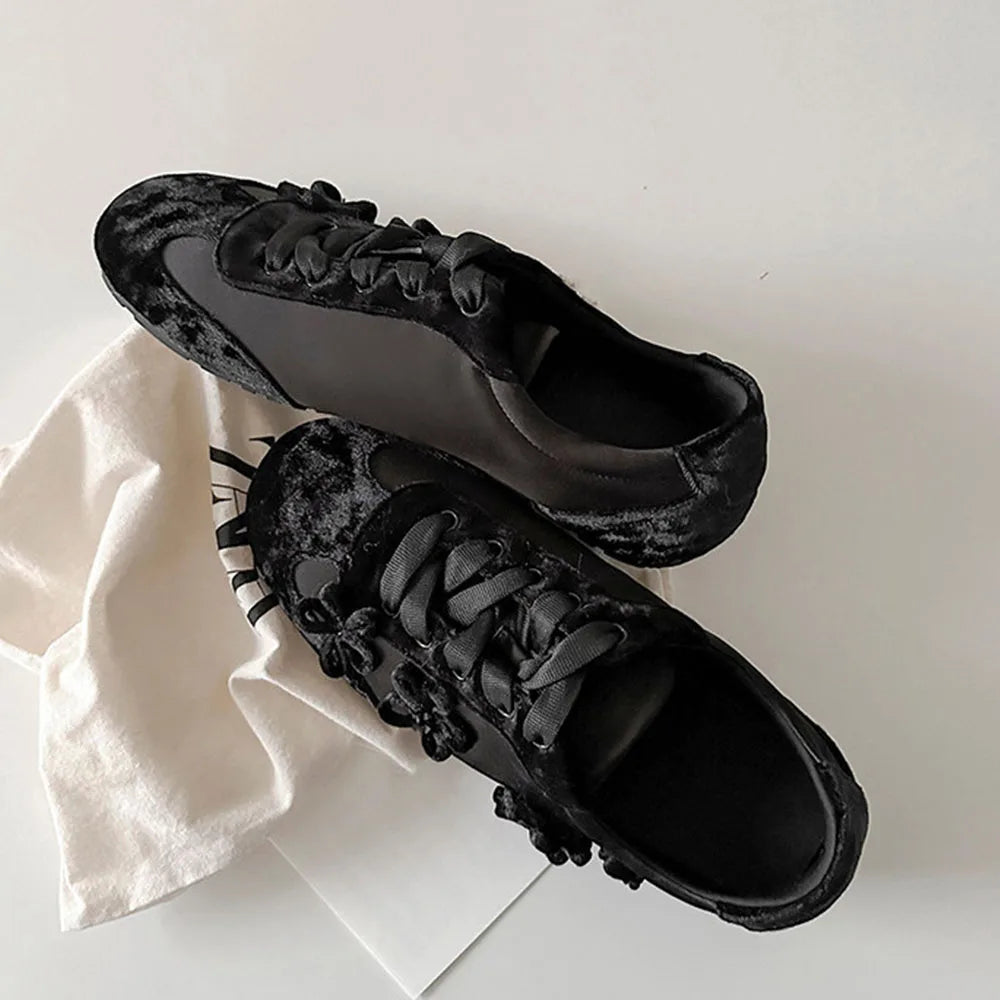 2026 Summer Gary Cute Flowers Ballet Flats Shoes Women Black Sweet Casual Sneakers Shoes Trainers Comfy Walk Daily Footwear