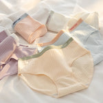 1-Pack Women's Ribbed Cotton Panties Breathable Soft Daily Underwear Low Rise Briefs Solid Color 7 Colors Lingerie Size M-XL