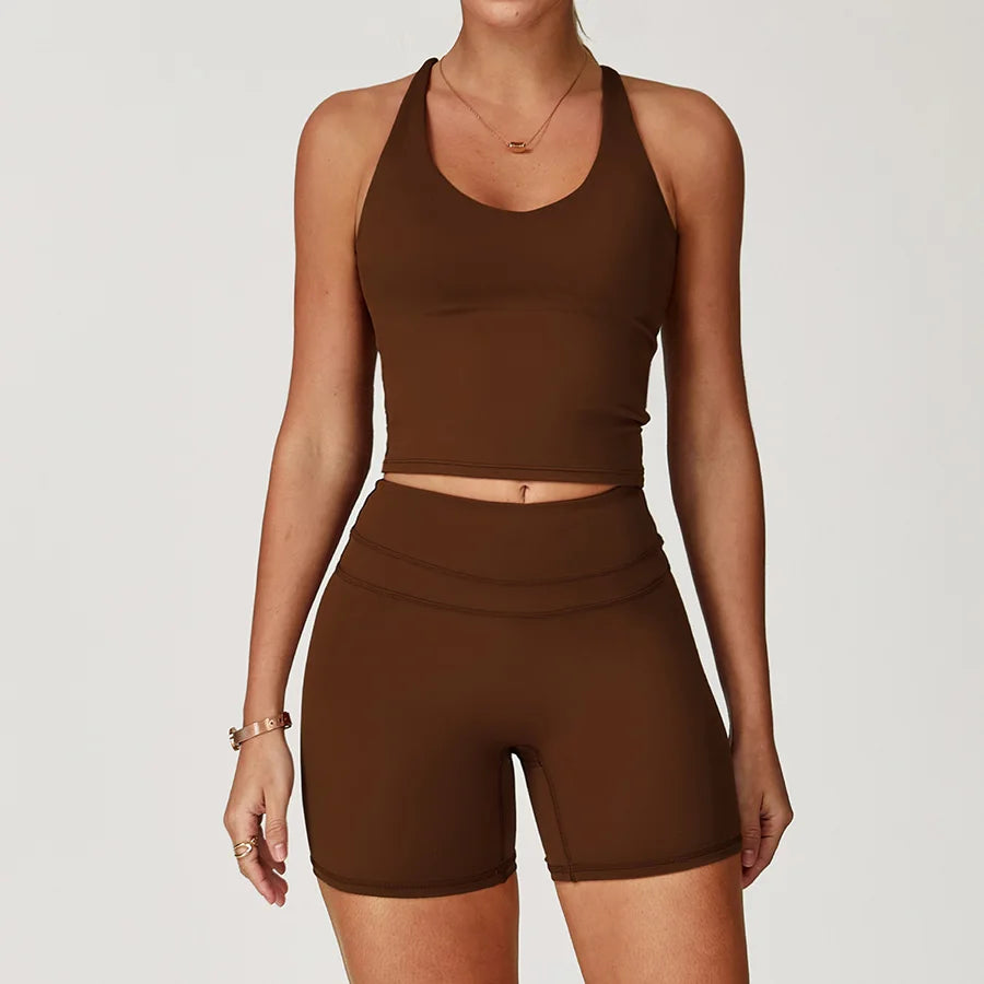 Yoga Set 2PCS Women Tracksuit Nude Feeling Workout Sets Gym Clothes Push Up Fitness Running Sportwear Sport Bra Leggings Suit