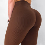 High Waisted Seamless Yoga Leggings, Ribbed Sportswear Tights, Fitness Apparel for Women, Gym and Casual Wear For Fall & Winter