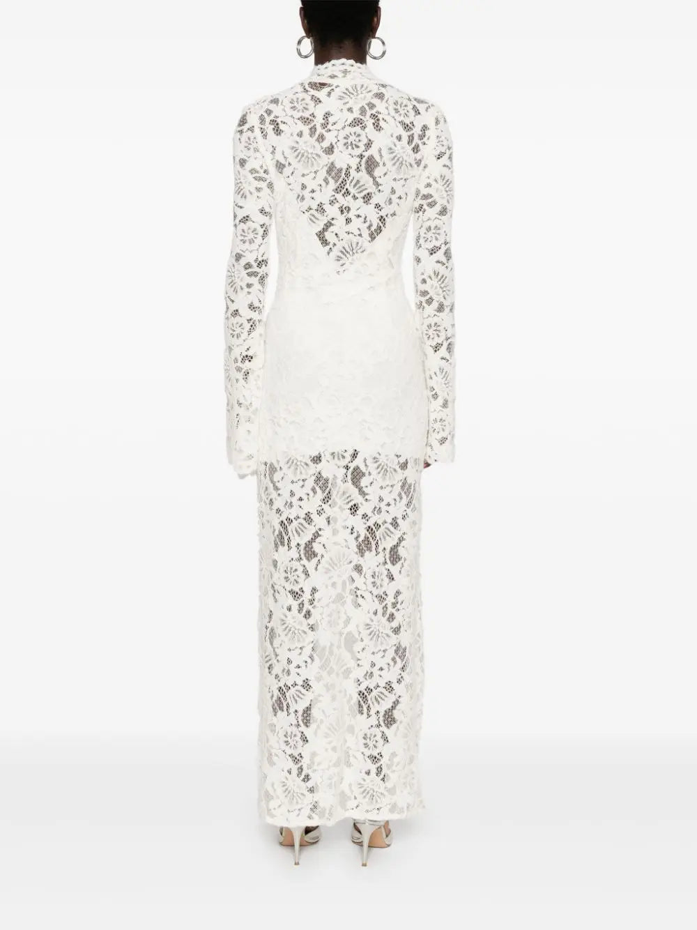 Woman Dress Clothing V-neck White Lace Dress 2025 Vestidos Para Mujer Fall Lace-up High Slit Slim LongEvening Party Dresses