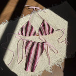 DEKA Tie-Up Bikini Set Bathing Suit Beachwear Women Sexy Swimsuits Halter Swimwear Padded Bra Thong Bottoms Female Bikin