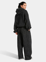 Vintage Leopard Hooded Sweatshirt Suit Loose Fit Contrast Line Wide Leg Trousers Fashion Athletic Tracksuit Outfit