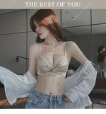 MOYISU Lingerie Women's Small Chest Gathering Summer No Underwire Retraction Breast Anti-sag Flat Bra Cover Underwear Set