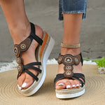Women Vintage Sandals Casual Platform Shoes for Women Summer Thick Soled Wedge High Heel Open Toe Fashion Outside Wear Sandals