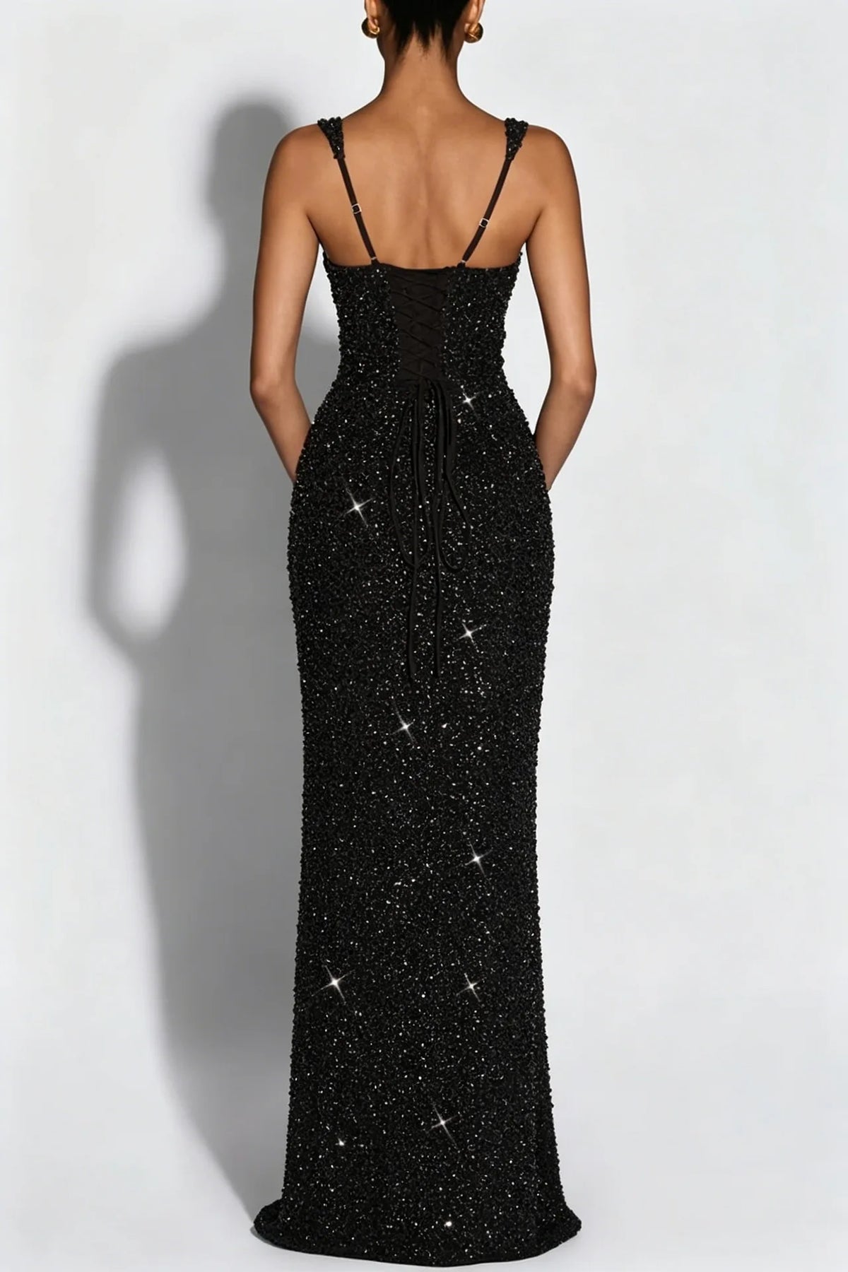 Women's Sequin Maxi Dress Burgundy Square Neck Sleeveless Bodycon Evening Gown Formal Party Prom Cocktail Mermaid Long Dresses