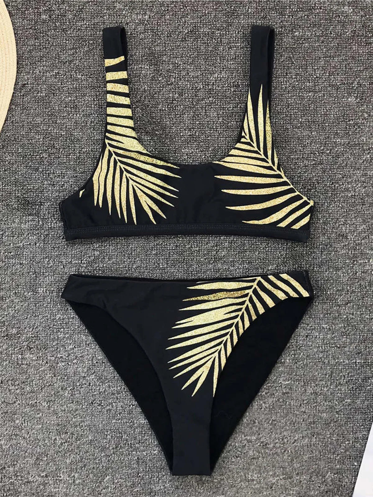 New Sexy Leaves Printed Female Swimsuit High Waist Bikini Women Swimwear Two-Pieces Bikini Set Bather Bathing Suit Swim V1795