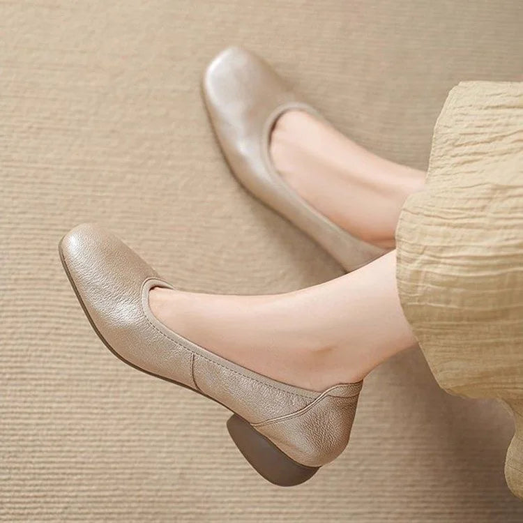 Comfortable Commuting Leather Shoes, French Style Shallow Low-Heel Single Shoes, Popular Women's 2026, Soft Sole Granny Shoes