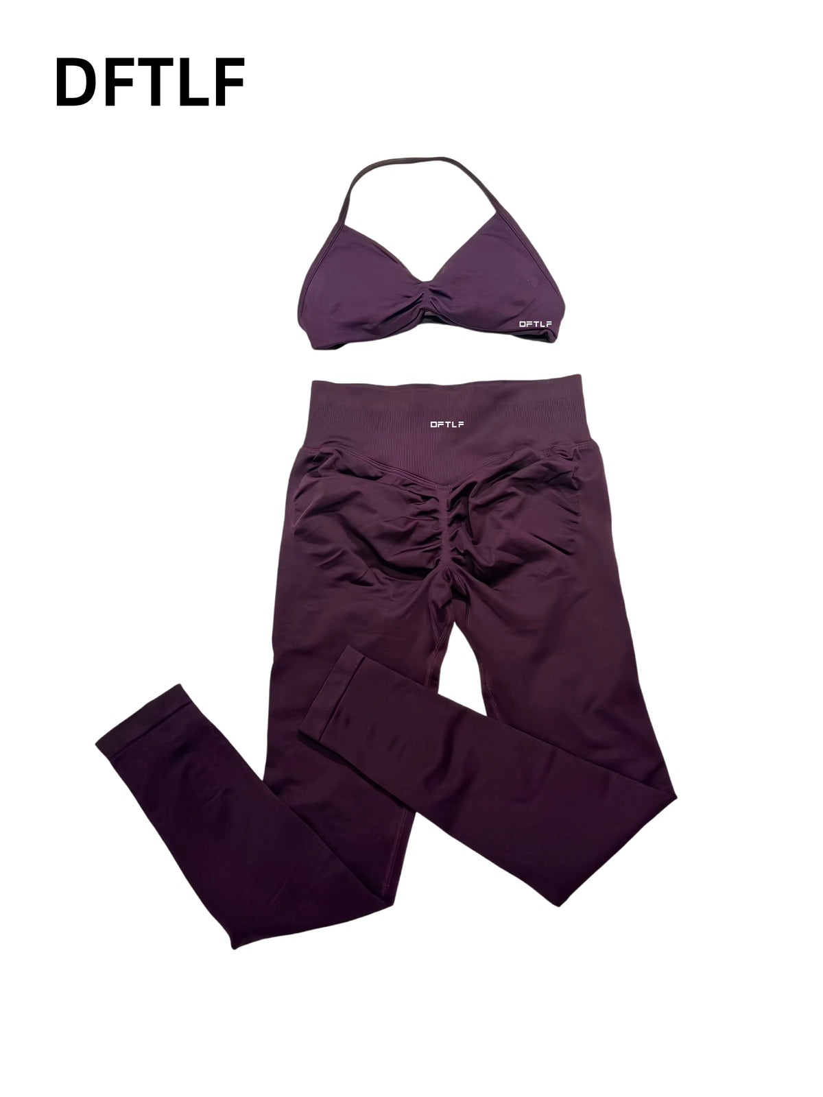 DFTLF Women 2Pcs Workout Suit Yoga Sports Underwear Slim Fitness Leggings Cycling Running Clothes Breathable Seamless Sportswear