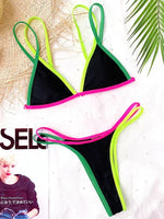 Splicing Brazilian Mini Thong Bikini Female Swimsuit Women Swimwear Two-pieces Bikini set High Cut Bather Bathing Suit Swim Lady