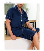 Men Satin Pajama Set Sleepwear for Man Summer Short Sleeve Button-Down Shirt & Shorts Pajamas 2 Piece Home Clothes Short Suit