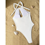 S - XL 7 Colors Lace Up High Neck Full Back Women Swimwear One Piece Swimsuit Female High Leg Cut Bather Bathing Suit Swim V6272