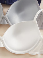 4Pcs Daily Lace Trim Women's Underwear Set Rib Knit Push up Underwire Bra Airy & Stylish Women's Bra