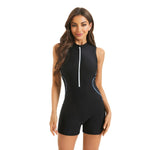 2025 New Black Zipper One Piece Swimsuit For Women Sports Swimwear Female Tight Bodysuit Monokini Bathing Suit Summer Beach Wear