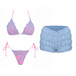 3Pc Lace Bikini With Cover Up 2026 New Swimwear Women Swimsuit Sexy Bikinis Female Swim Suit Beachwear Bathingsuit Micro biquini