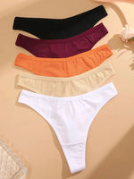 5Pcs Women Cotton Thongs Female Sexy Bikini Panties G-String Underwear Thongs Striped Panties Female Underwear T-Back Intimat