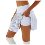 Women's Pleated Skirt Yoga High Waist Anti-Slip Tennis Skirt Double Layer Non-Slip Solid Colour Badminton Golf Short Skirts 2025