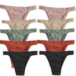 10Pcs/Set Women Seamless Panties Ribbed Underwear Sexy Lingerie High Leg Cut Female Sports Underpants Femme Thongs
