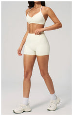 New Tight Yoga Set Women Breathable Quick Drying Sports Bra High Waist Shorts Fitness Suit Outwear Leisure Workout Gym Tracksuit