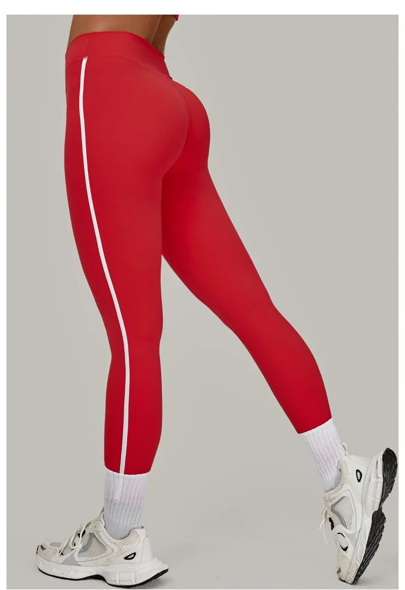 Women High Waist Yoga Pants Leggings - Seamless Color Block Fast-Dry Breathable Gym Running Fitness Tights Butt Lifting Effect