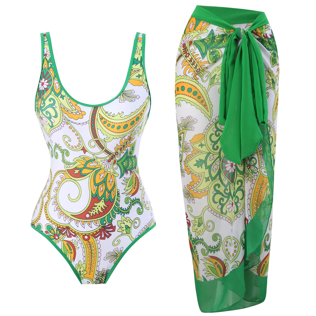 2026 New 2PC Push Up Women Bikini Set Skirt Floral Printed Bikinis Strappy Bandage Swimwear Brazilian Biquini Bathing Suit