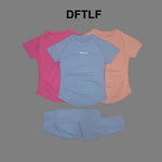 DFTLF 2 Pieces Women Yoga Set Slim Short Sleeve Top High Waist Leggings Seamless Workout Gym Fitness Quick Dry Sportswear Suit