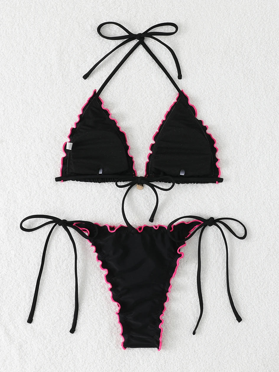 Sexy Triangle Micro Bikini 2026 Women Swimsuit Two-pieces Swimwear for Female Beach Wear Lace Up Bikinis Sets Thong Bathing Suit