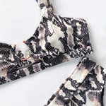 SnakeSkin Female Swimsuit High Waist Bikini Women Swimwear Two-pieces Bikini Set Hollow Out Bathing Suit Swim Wear Beachwear