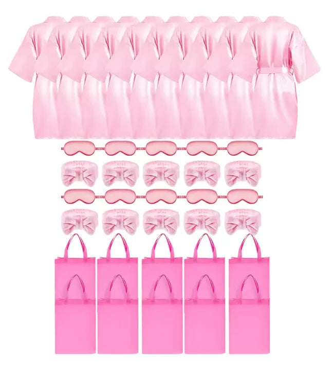 6/8/12Pcs Spa Party Robes Gowns for Girls Kimono Satin Robe Kids Birthday Party Favors Slumber Party Robe Birthday Squad Robes