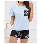Women's Pajamas 3-Piece Set Sleepwear Home Clothes Autumn Short Sleeve Top with Shorts & Long Pants Loungewear Short Suit Pyjama